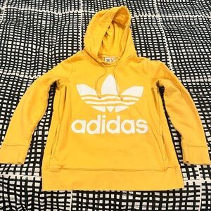 Adidas Womens Yellow Hoodie Pullover Long Sleeve Crew Neck Size M
